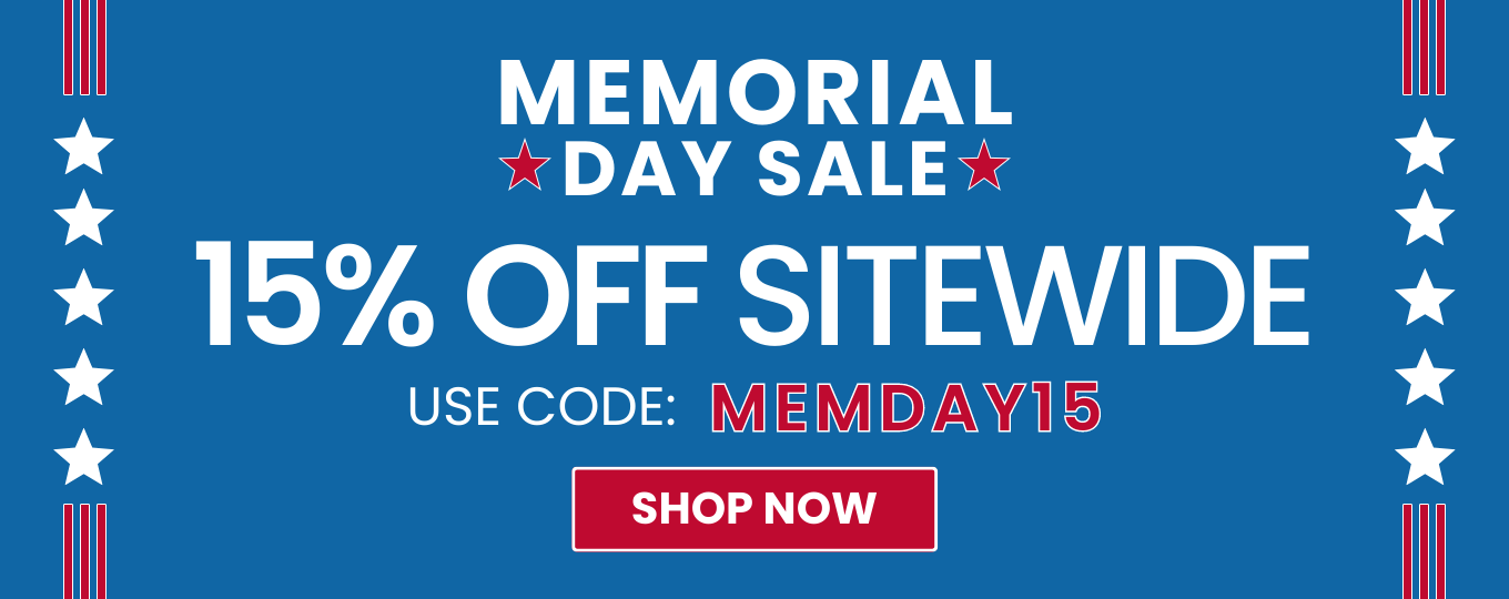 Memorial Day Sale, 15% off sitewide with code MEMDAY15