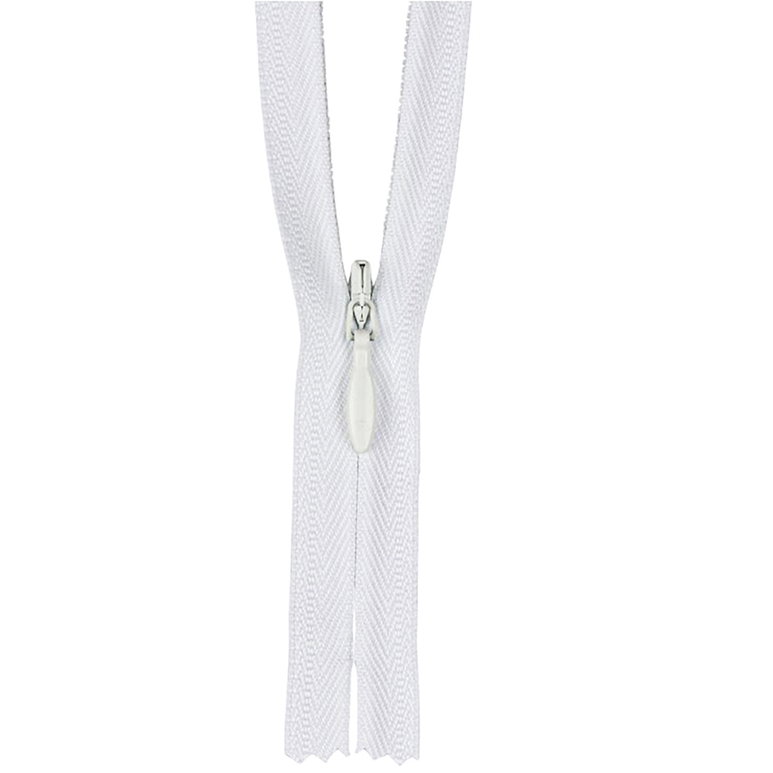 YKK 8" Bright White #2 Invisible Closed End Zipper