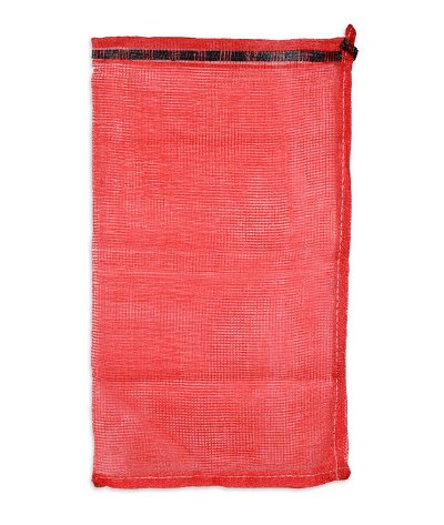 1/2 Bushel (25 lb) Red Mesh Polypropylene Bag - 15 inch x 25 inch