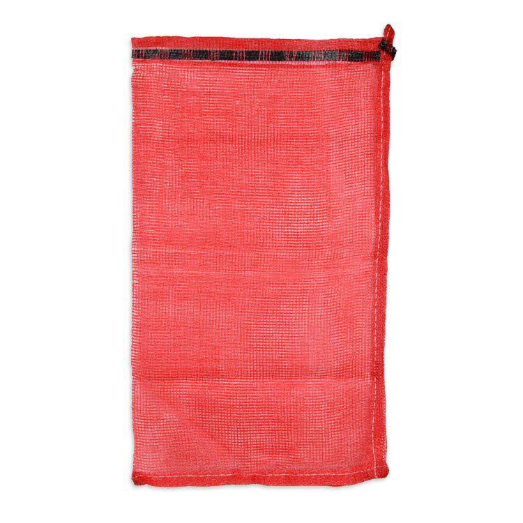 1/2 Bushel (25 lb) Red Mesh Polypropylene Bag - 15" x 25"