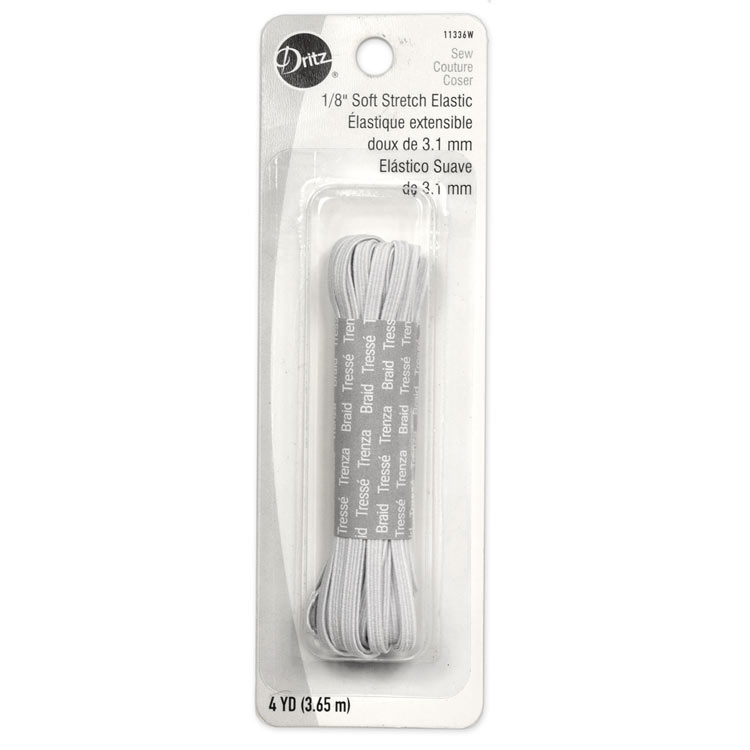 Dritz 1/8" White Soft Stretch Braided Elastic - 4 Yards