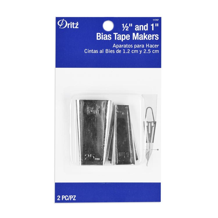Dritz 1/2 inch and 1 inch Bias Tape Makers, 2 pc