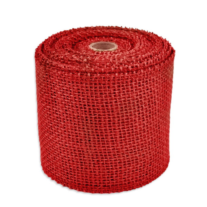 4" Red Burlap Ribbon - 10 Yards image 2 of 2