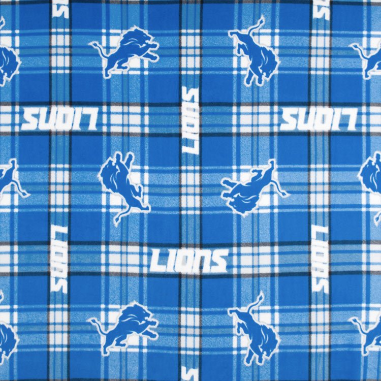 Detroit Lions Plaid NFL Fleece Fabric
