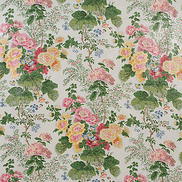 Lee Jofa Hollyhock Hand Block Cotton White/Pink Fabric