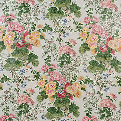 Lee Jofa Hollyhock Hand Block Cotton White/Pink Fabric