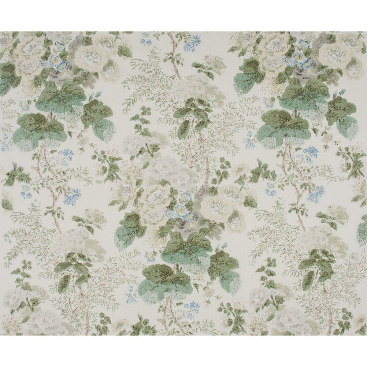 Lee Jofa Hollyhock Hand Block Cotton Grey/Sage Fabric