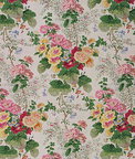 Lee Jofa Hollyhock Hand Block Linen White/Pink Fabric