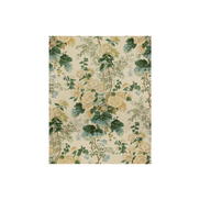 Lee Jofa Hollyhock Hand Block Linen Lemon/Aqua Fabric