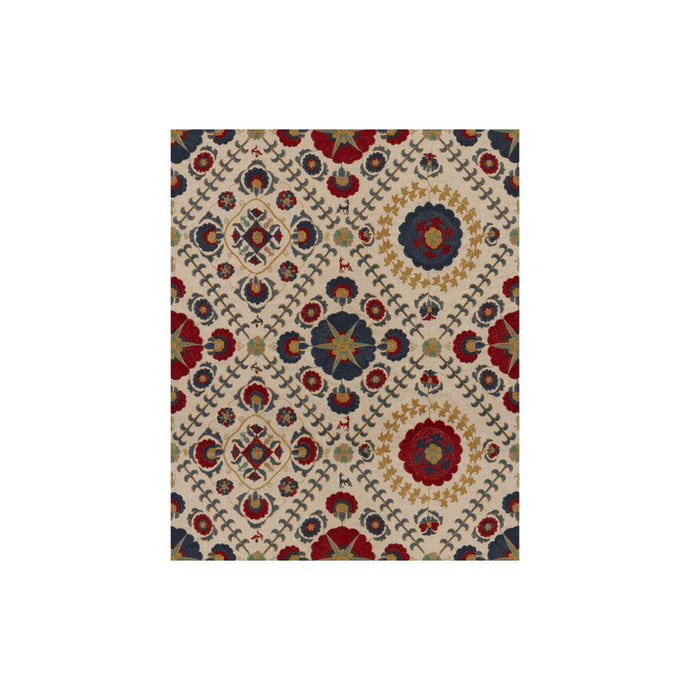 Lee Jofa Ayla Trellis Indigo/Red Fabric