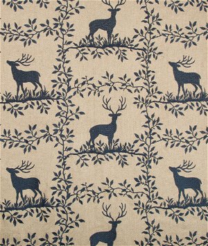 Lee Jofa Caribou Embroidery Navy Fabric
