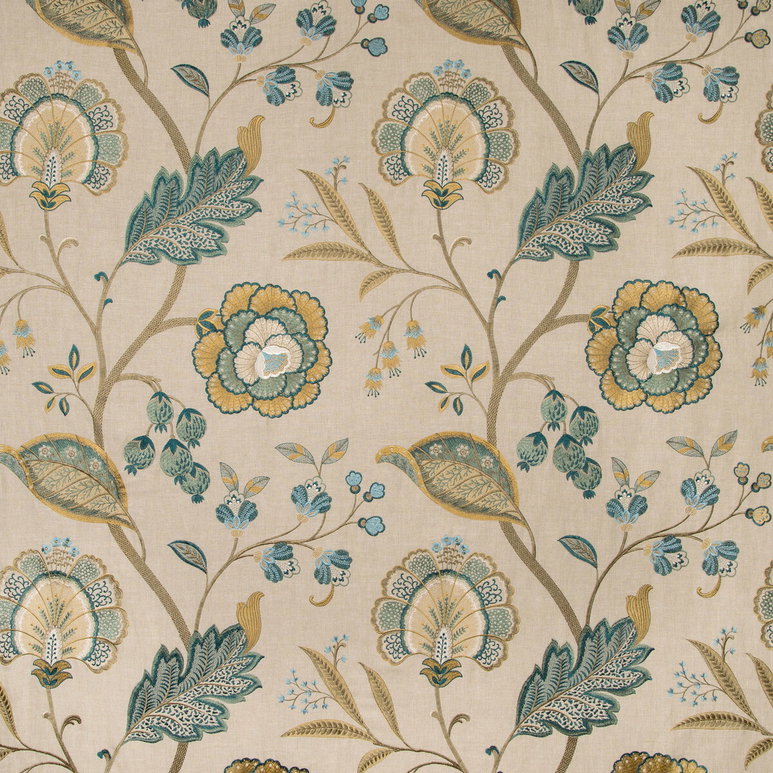 Lee Jofa Aston Embroidery Teal Fabric