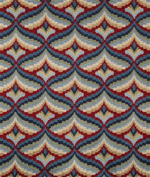 Lee Jofa Giles Embroidery Red/Blue Fabric