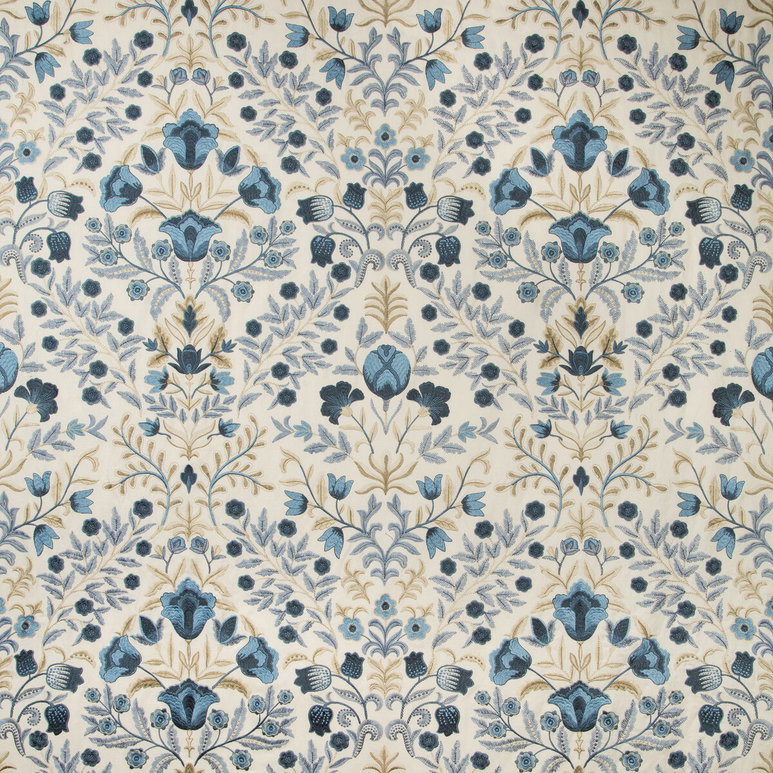 Lee Jofa Luxford Embroidery Indigo Fabric