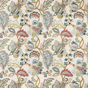 Lee Jofa Orford Embroidery Red/Blue Fabric