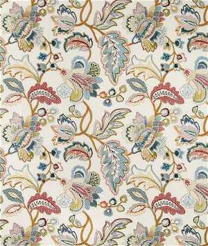 Lee Jofa Orford Embroidery Red/Blue Fabric
