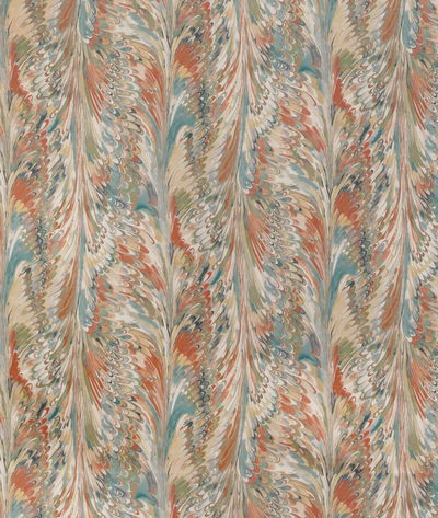 Lee Jofa Taplow Print Clay/Blue Fabric
