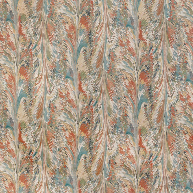Lee Jofa Taplow Print Clay/Blue Fabric