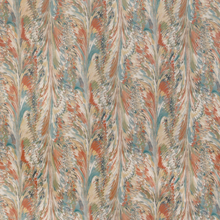 Lee Jofa Taplow Print Clay/Blue Fabric