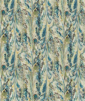 Lee Jofa Taplow Print Peacock/Gold Fabric