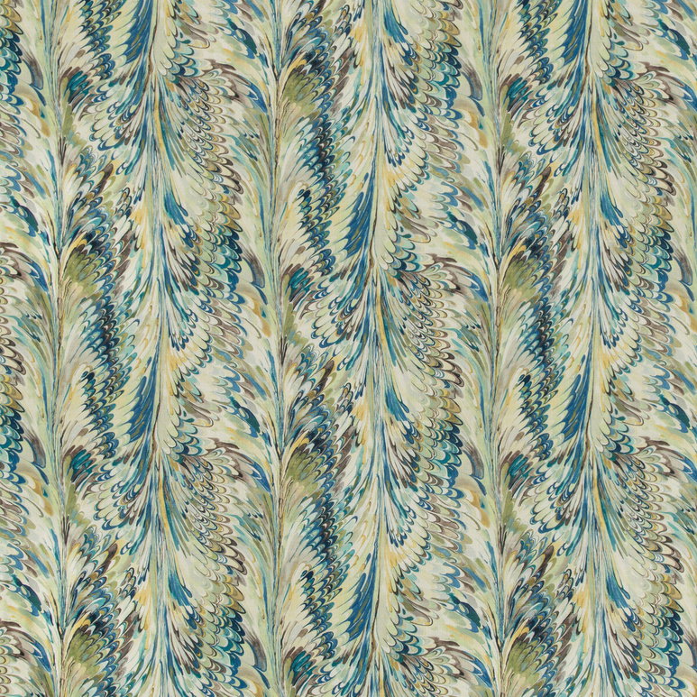 Lee Jofa Taplow Print Peacock/Gold Fabric