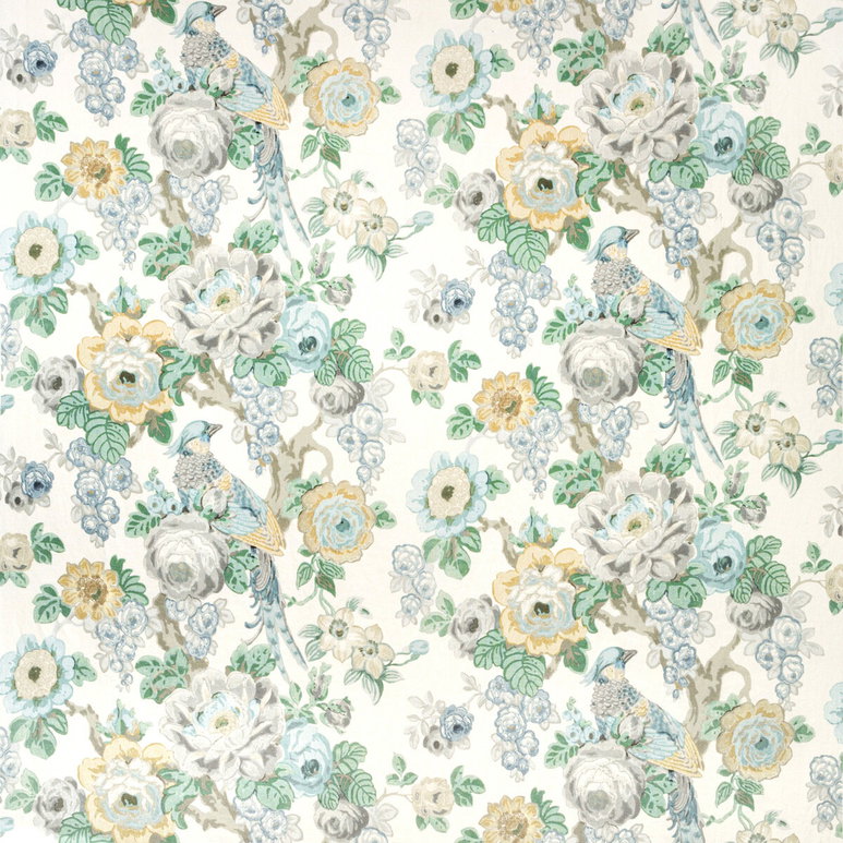 Lee Jofa Avondale Print Slate/Aqua Fabric