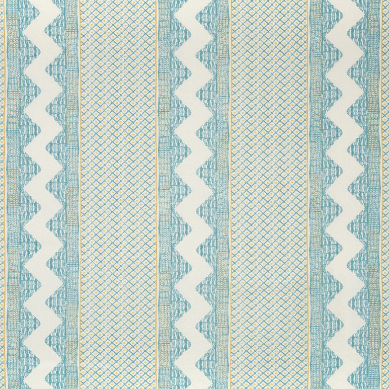 Lee Jofa Whitaker Print Ocean/Gold Fabric