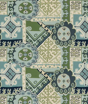 Lee Jofa Batangas Print Aqua/Leaf Fabric
