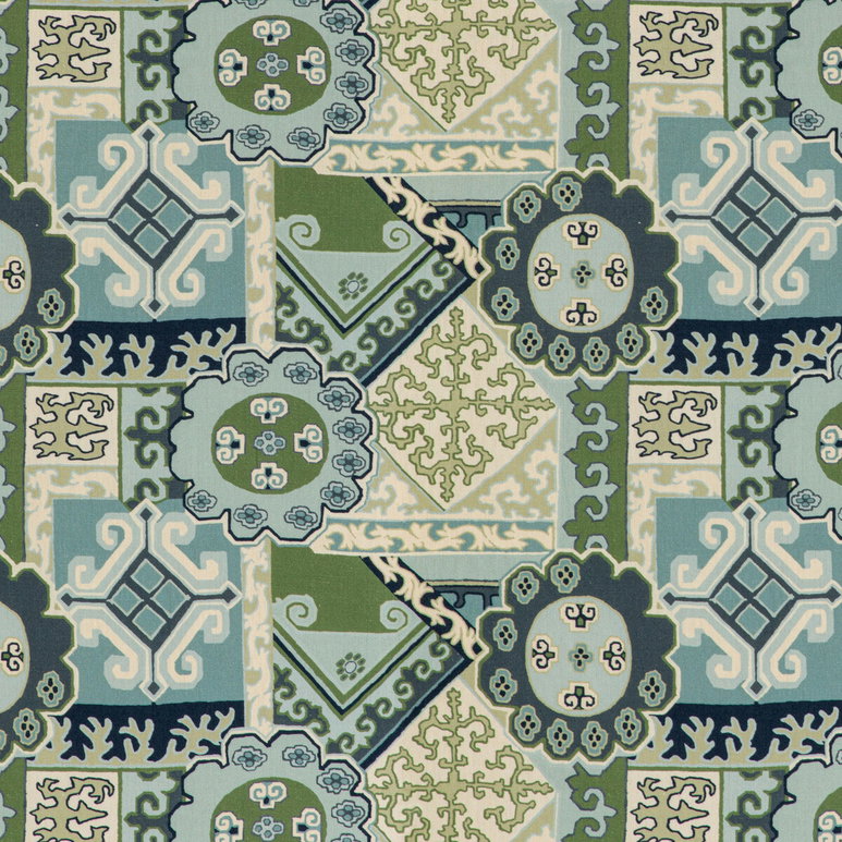 Lee Jofa Batangas Print Aqua/Leaf Fabric