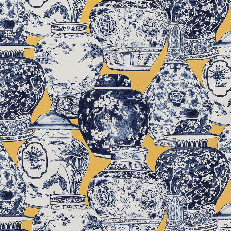 Lee Jofa Pandan Print Maize/Blue Fabric