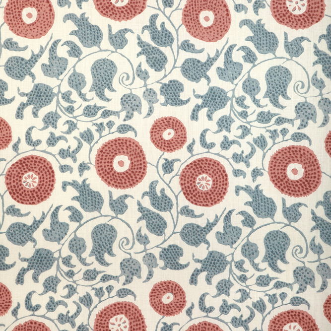 Lee Jofa Eldora Print Sky/Brick Fabric