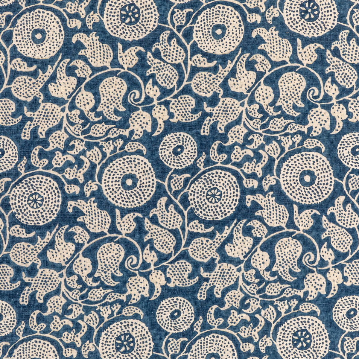 Lee Jofa Eldora Print Indigo Fabric | OnlineFabricStore