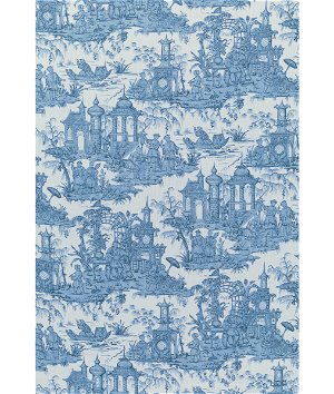 LIGHT BLUE BROWN French Toile Print Cotton Flannel Fabric (45 in.) Sol