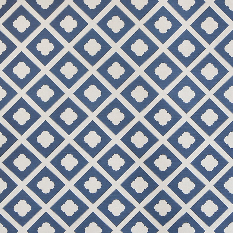Lee Jofa Jardin Dark Navy On Ecru Fabric