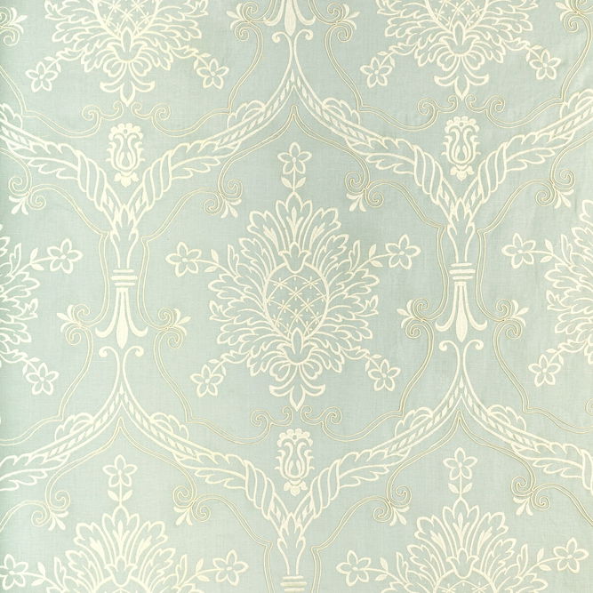 Lee Jofa Hayes Embroidery Aqua Fabric
