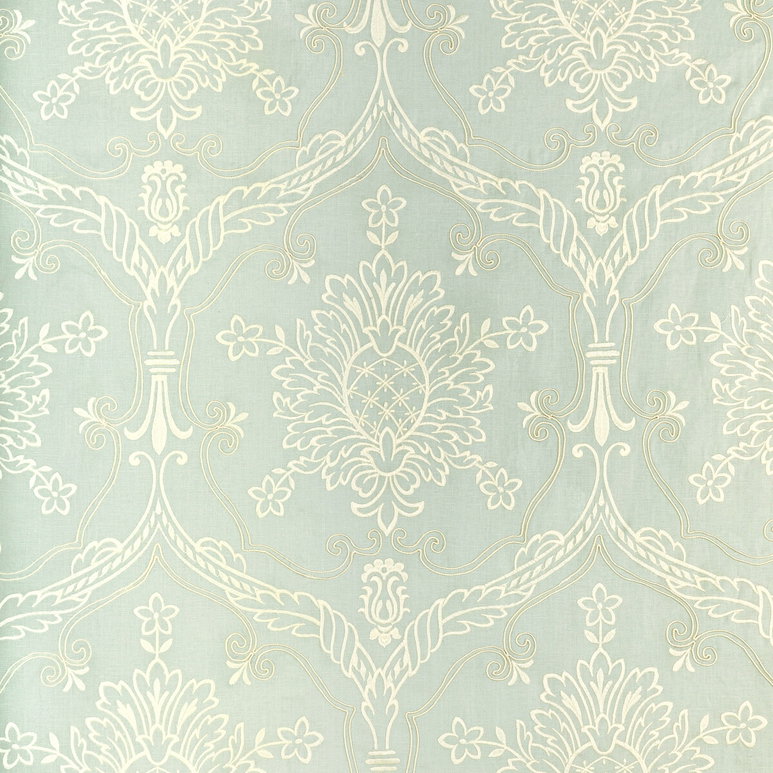 Lee Jofa Hayes Embroidery Aqua Fabric
