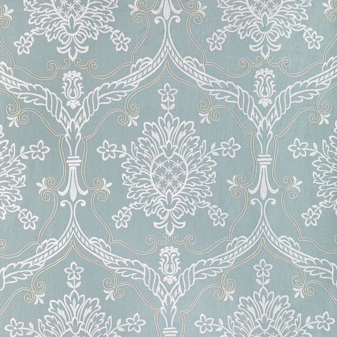 Lee Jofa Hayes Embroidery Blue Fabric