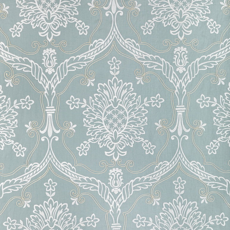 Lee Jofa Hayes Embroidery Blue Fabric