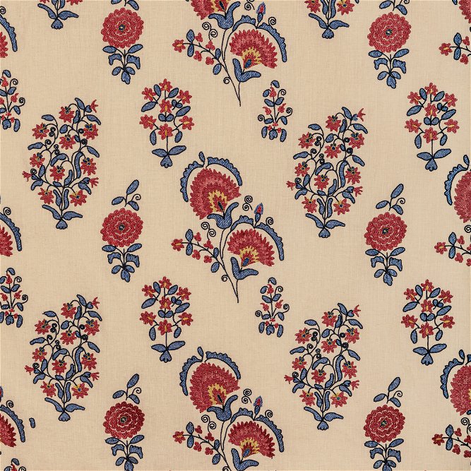 Lee Jofa Mead Embroidery Red/Blue Fabric