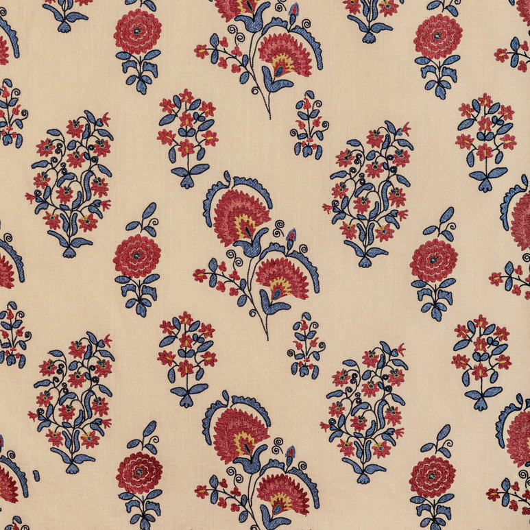 Lee Jofa Mead Embroidery Red/Blue Fabric
