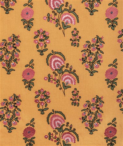 Lee Jofa Mead Embroidery Saffron/Petal Fabric