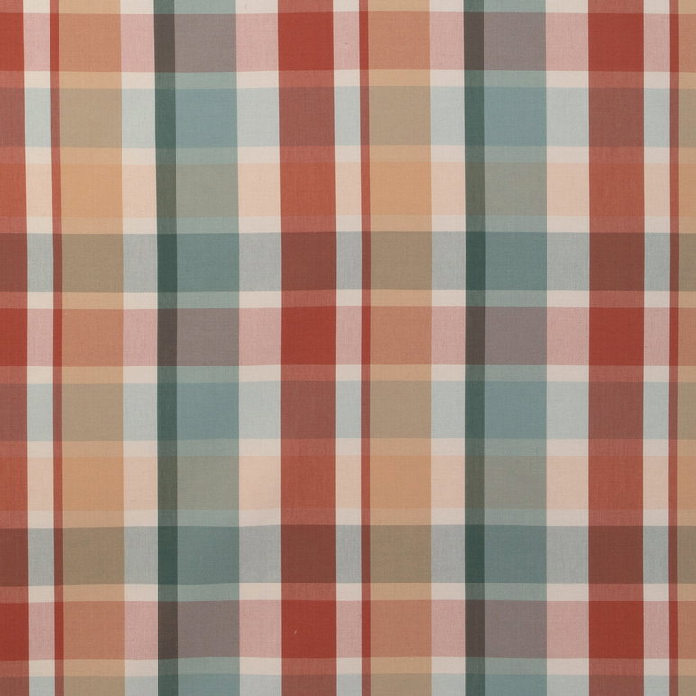 Lee Jofa Fisher Plaid Teal/Spice Fabric