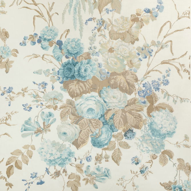 Lee Jofa Floral Bouquet Aqua/Dune Fabric