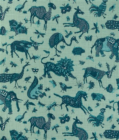 Lee Jofa Java Jungle Linen Teal Fabric