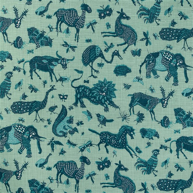 Lee Jofa Java Jungle Linen Teal Fabric