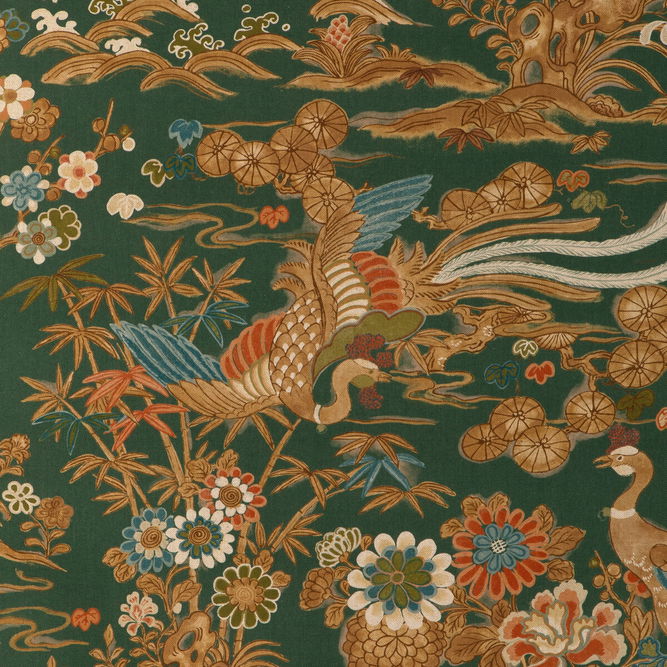 Lee Jofa Sakura Print Green Fabric
