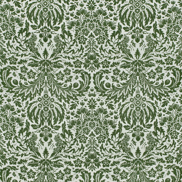 Lee Jofa Damask Dark Green Fabric