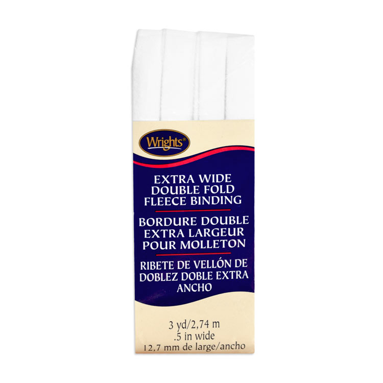 Wrights 1/2" White Extra Wide Double Fold Fleece Binding - 3 Yards