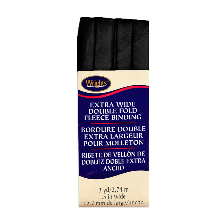 Wrights 1/2" Black Extra Wide Double Fold Fleece Binding - 3 Yards