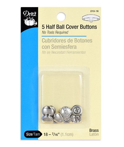 Dritz 5 Half Ball Cover Buttons -Size 18